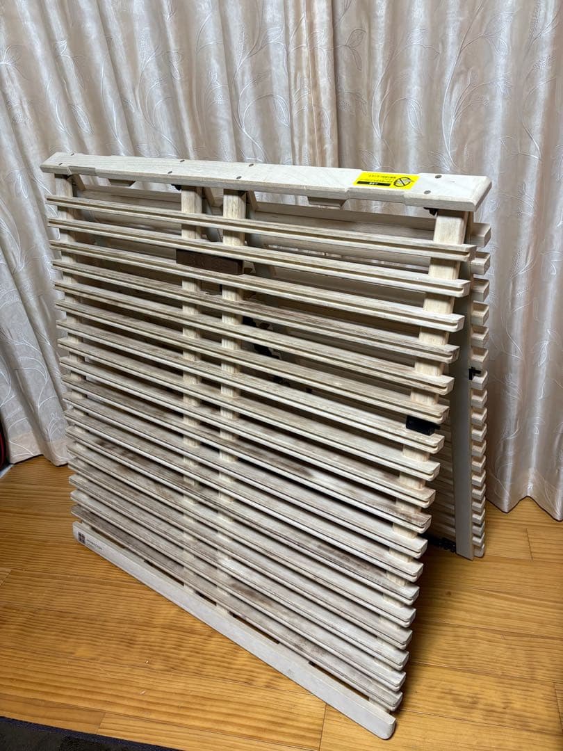 すのこベッド　折りたたみ　シングル　桐すのこ　みやび格子　簡単布団干し