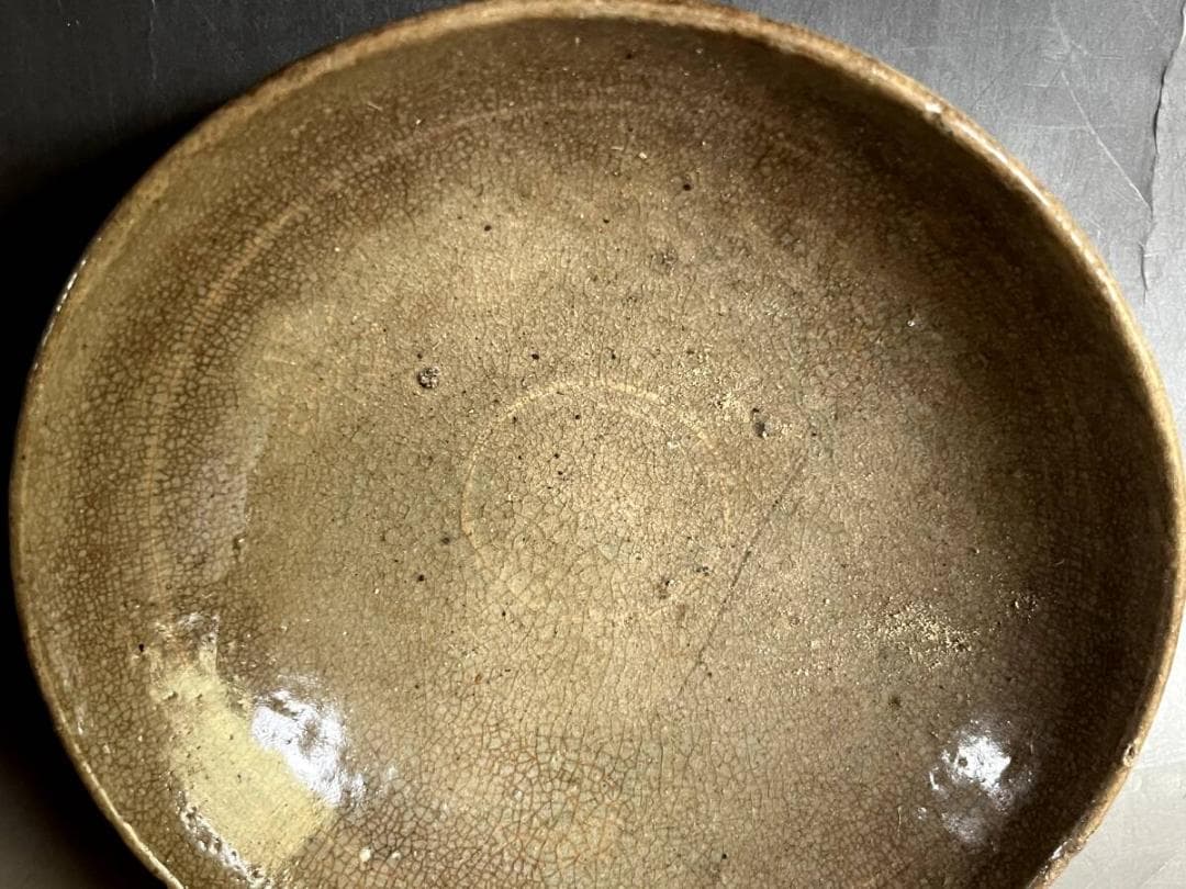 鉢■古瀬戸灰釉平鉢 時代物深皿 砂高台 古美術 時代物 骨董品■