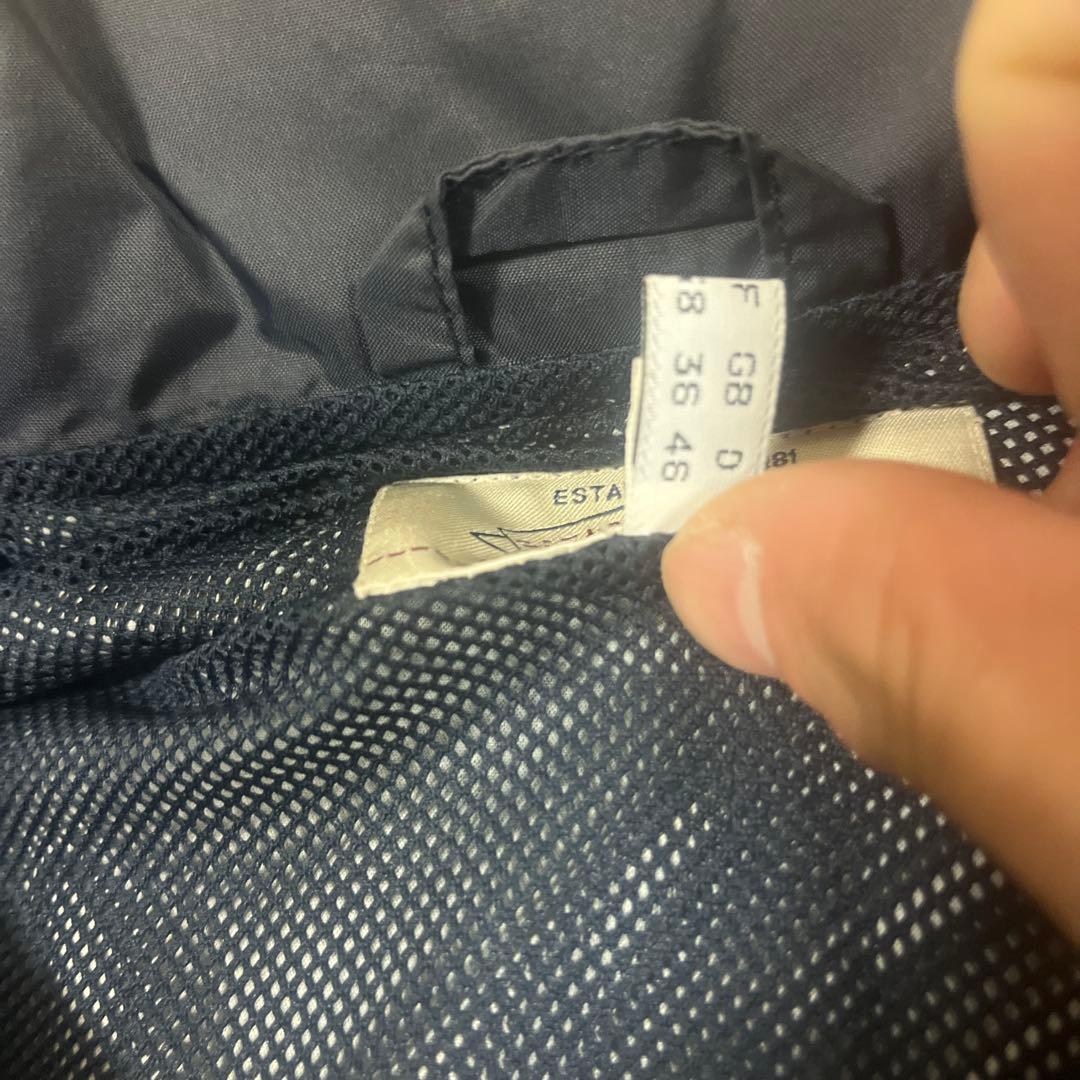 90s ARMANI JEANS ナイロンジャケット　短丈　ワイド　ネイビー