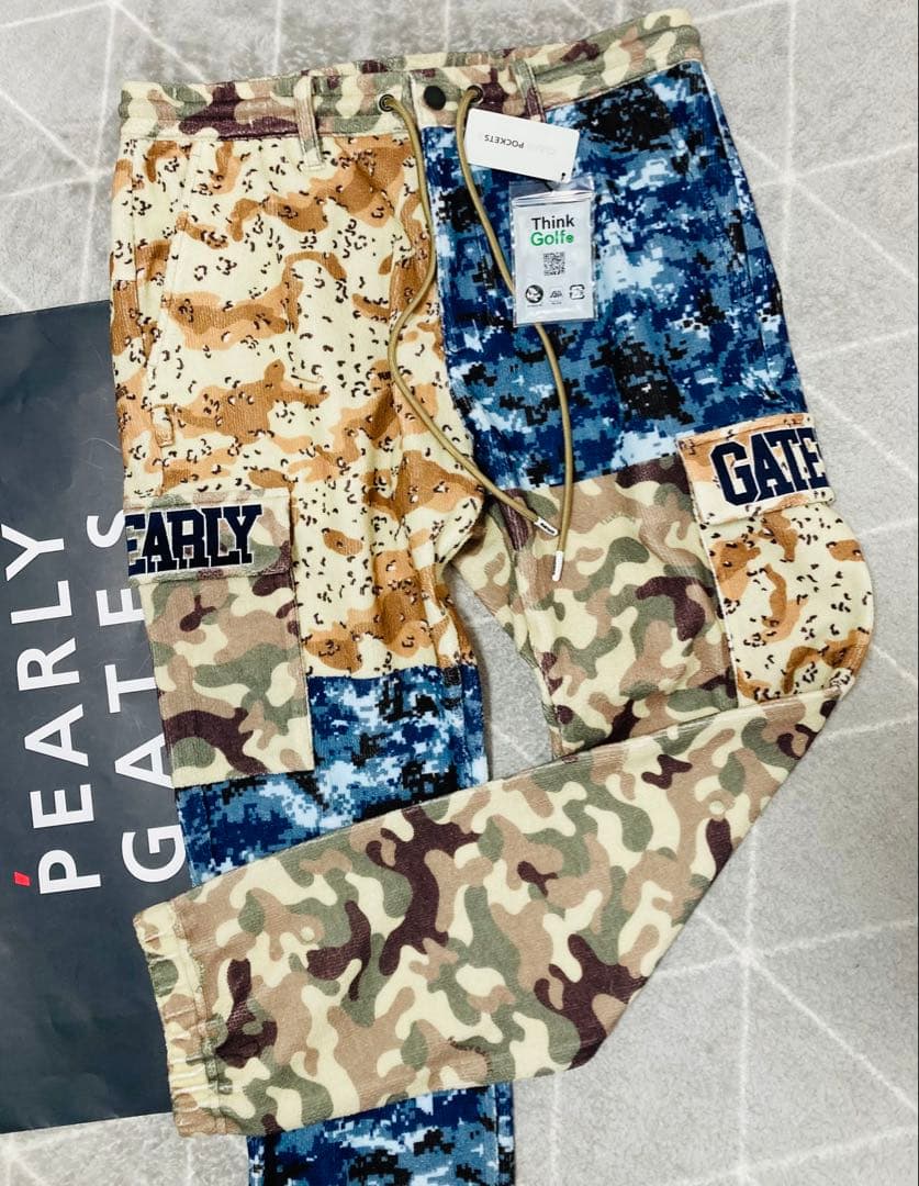 新品 パーリーゲイツ マルチカモフラ ダブルラッセルジョガーパンツ(5)サイズL