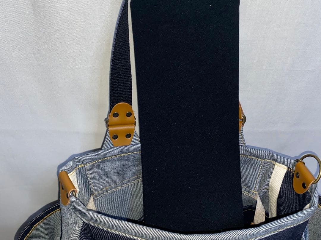 ☆両面リュック対応☆岡山デニム☆悪ネコ☆ステンシル☆4wayあおりバッグ