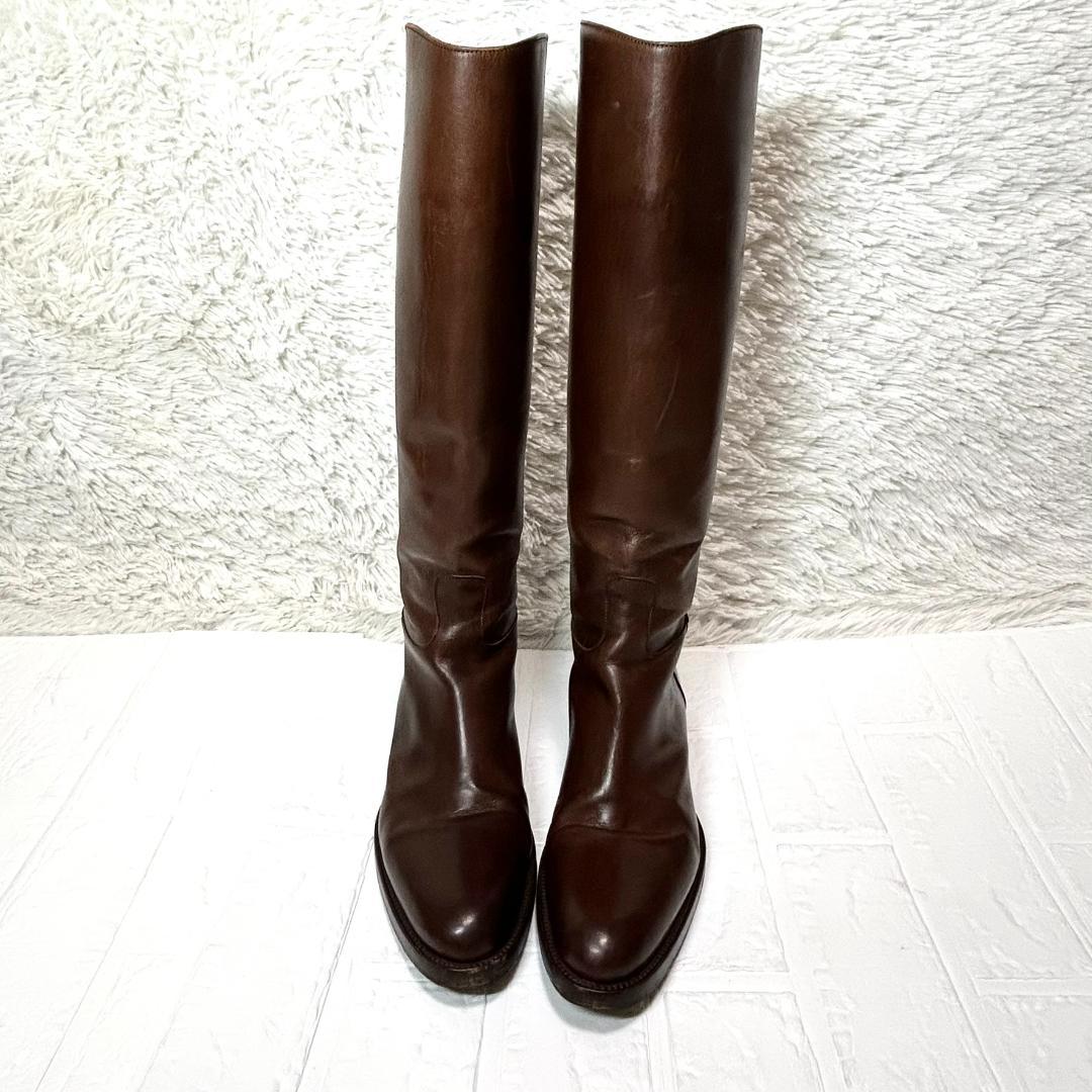 SARTORE　サルトル　乗馬ブーツ　ブラウン　プレーントゥ　23.5 イタリア