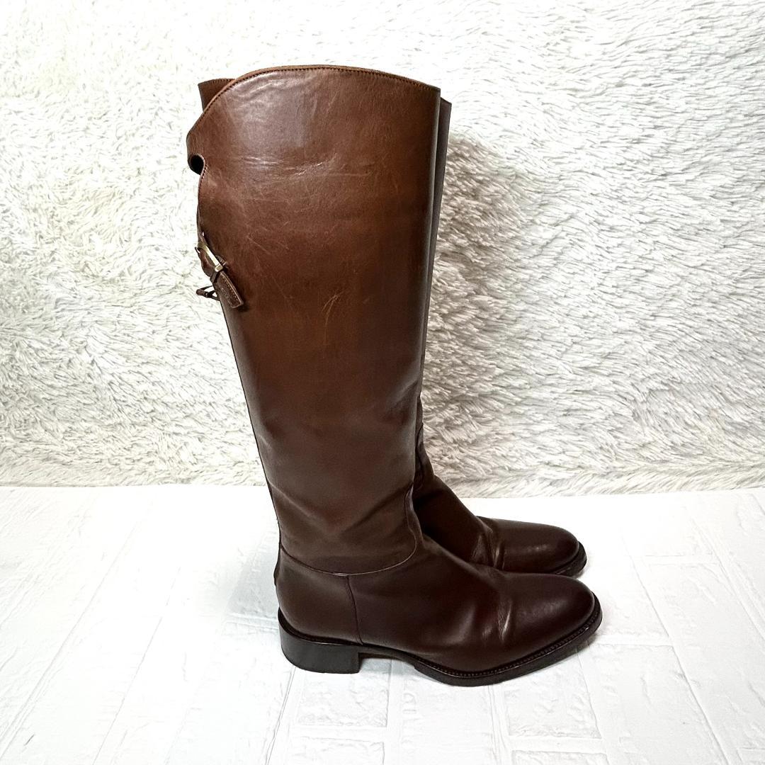 SARTORE　サルトル　乗馬ブーツ　ブラウン　プレーントゥ　23.5 イタリア