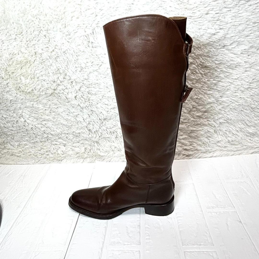 SARTORE　サルトル　乗馬ブーツ　ブラウン　プレーントゥ　23.5 イタリア