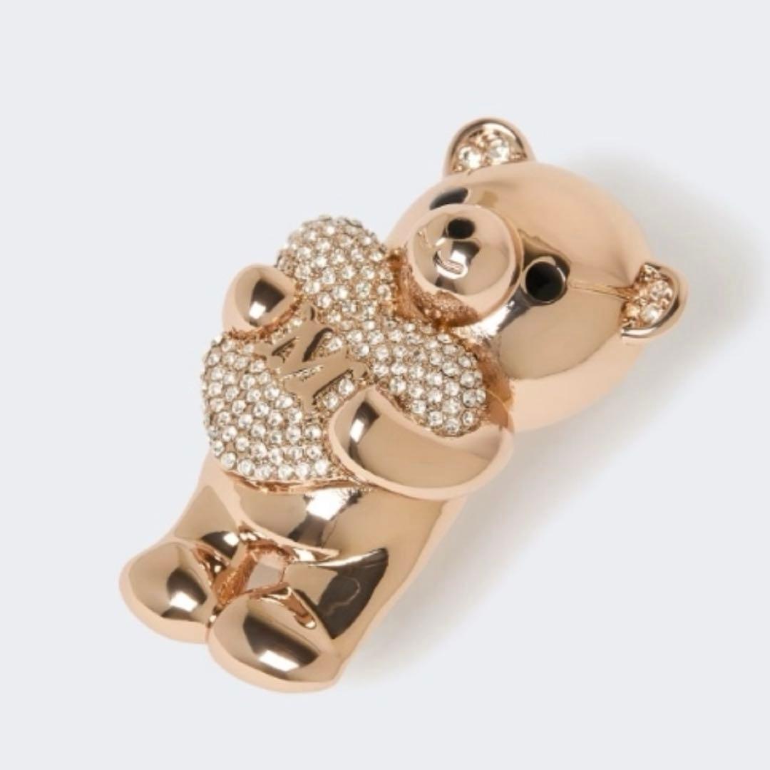新品 MaxMara SHINYメタル テディ ブローチ heart bear