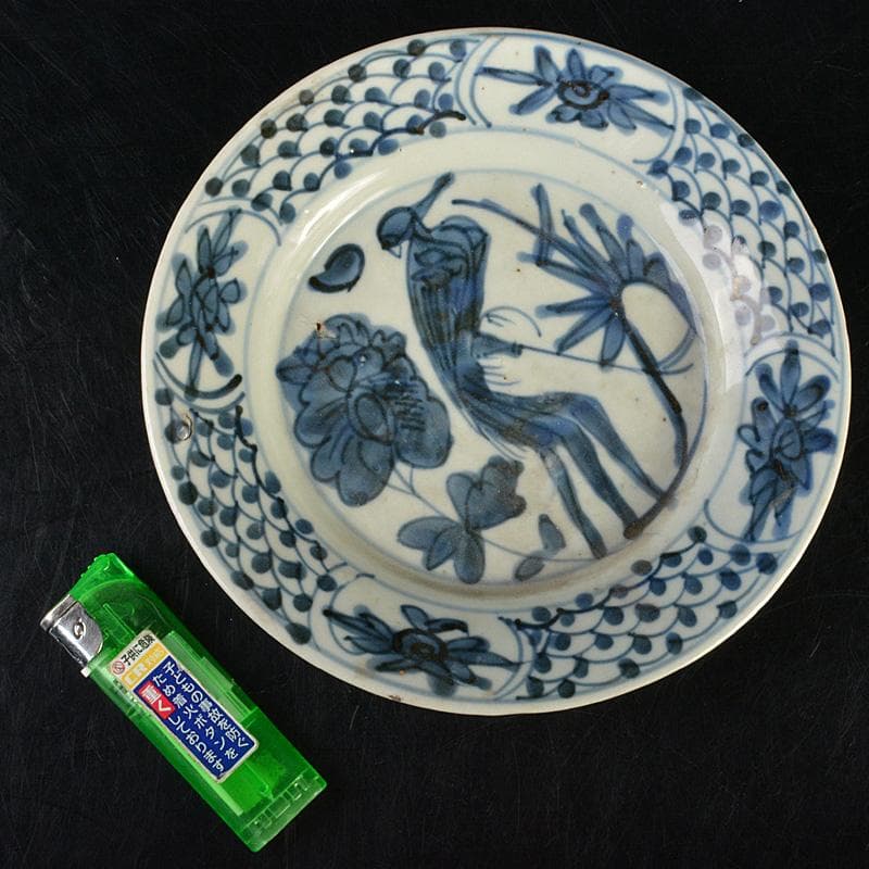 e2ko777 　中国　南京染付　人物花文　小皿　V　R7488