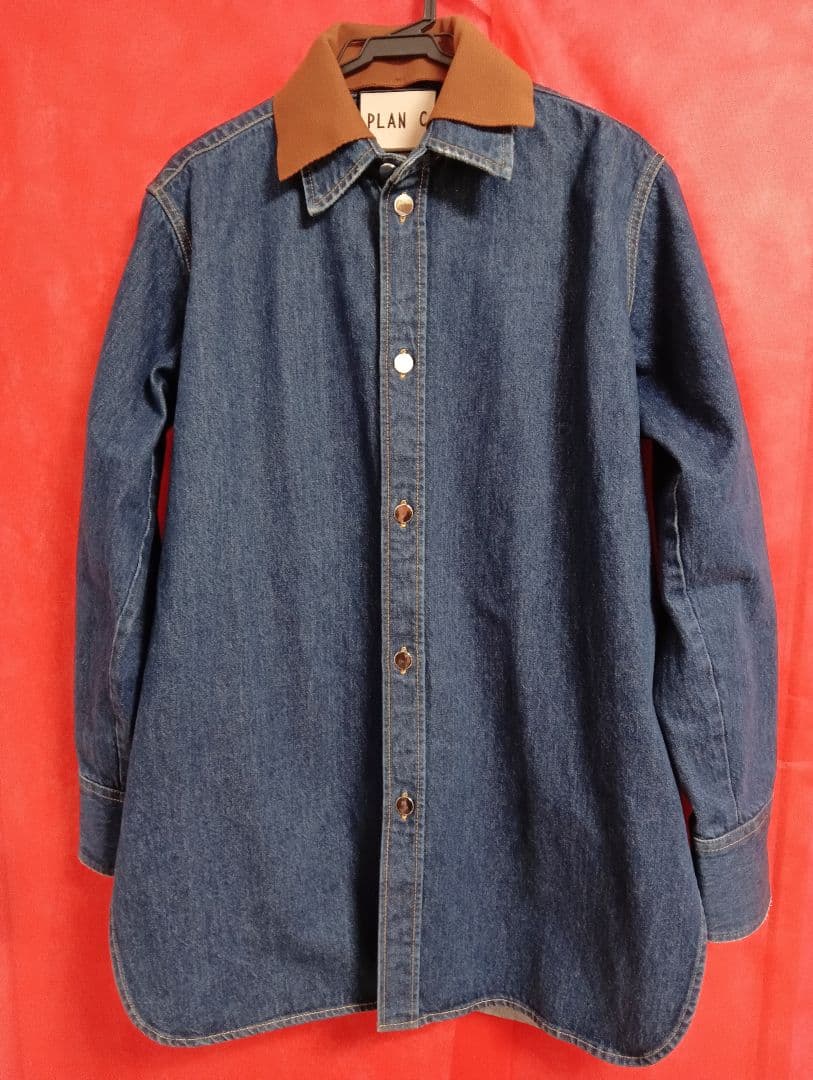 PLAN C デニムシャツ ブラウン襟