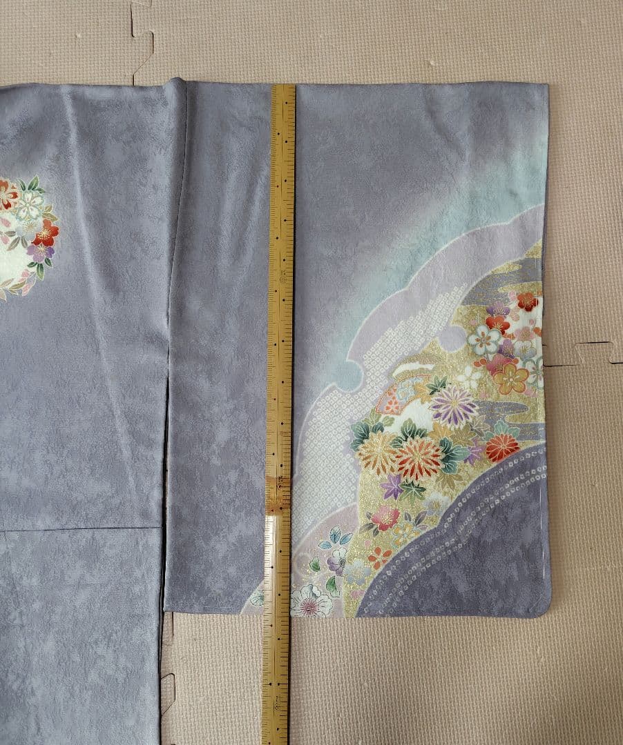 薄紫色 花柄刺繍 訪問着 未着用 裄67