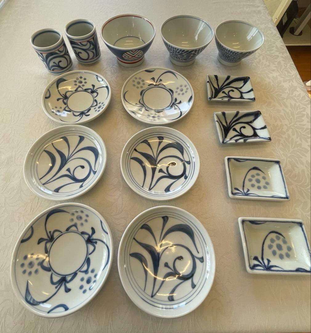 【美品】砥部焼　梅山窯　コレクション15点セット