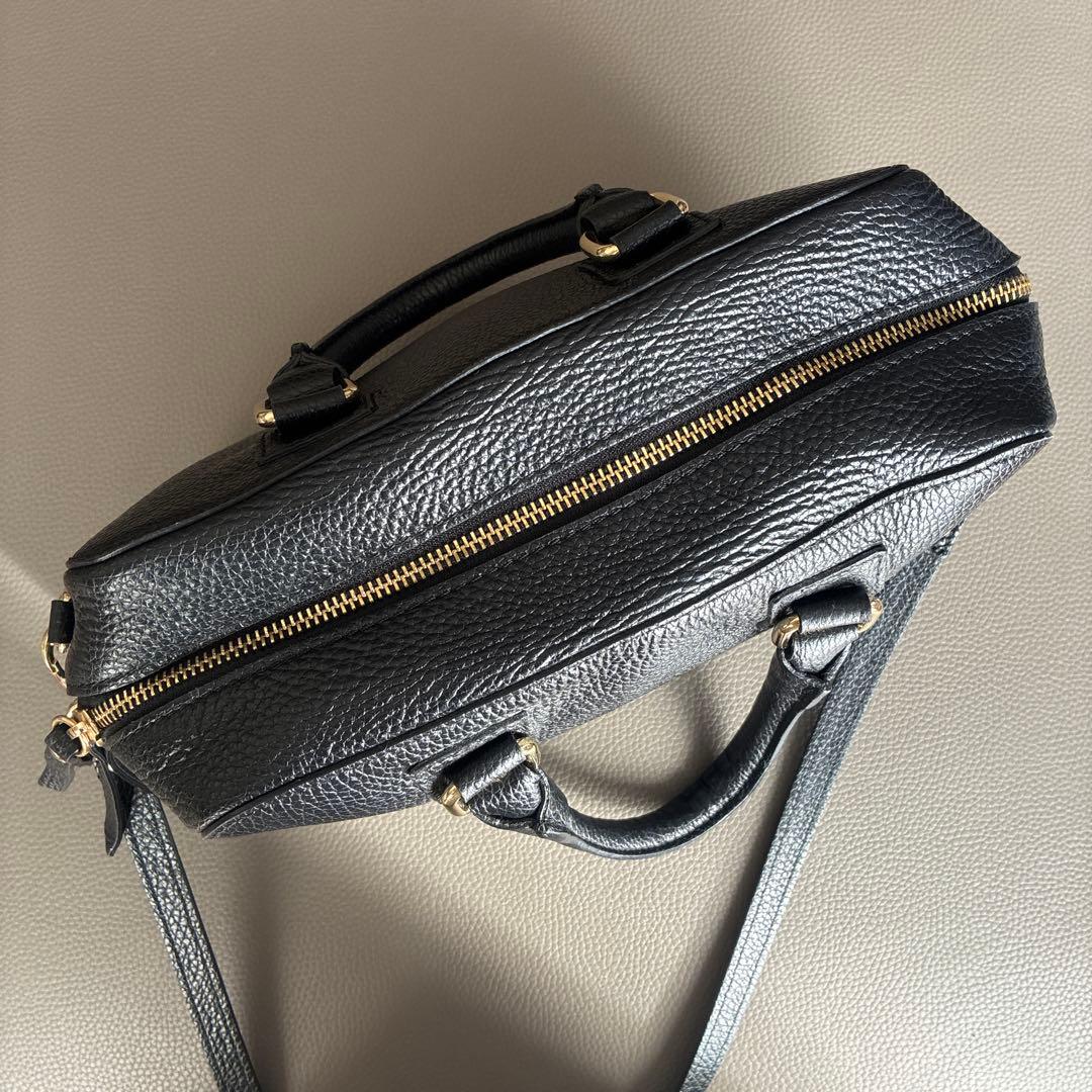 maxmara 牛革 ハンドバッグ ショルダー 黒 マックスマーラ ボストン