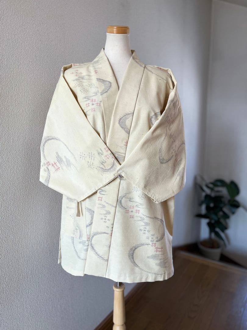 おんたけ様♡結城紬　作務衣　手織り結城紬　未使用反物仕立　登録商標付