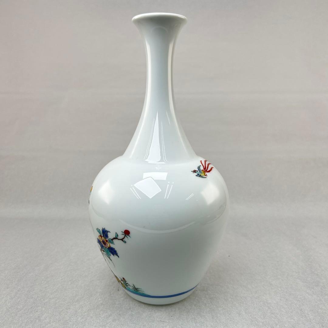 鍋島焼 人間国宝 柿右衛門花瓶 錦岩牡丹絵花瓶底部に渦福印日本美術古美術有田焼