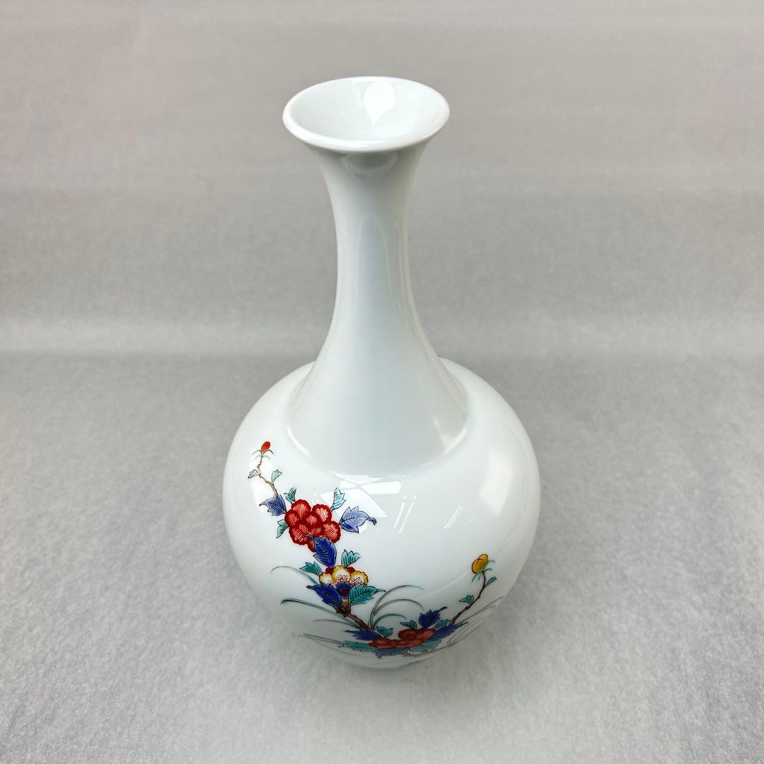 鍋島焼 人間国宝 柿右衛門花瓶 錦岩牡丹絵花瓶底部に渦福印日本美術古美術有田焼