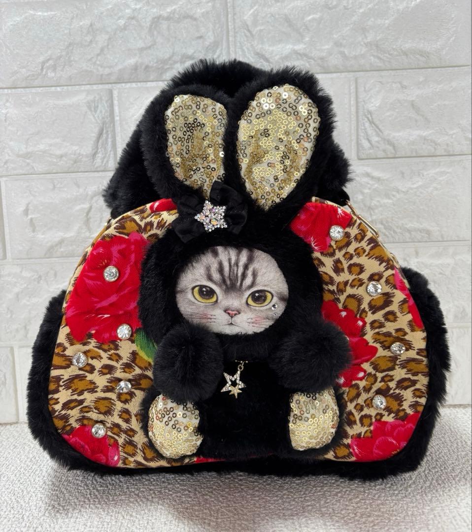 ゆ*ら様 コヤンイサムチョン　ハンドメイド　ファーショルダーバッグ　クロうさちゃ