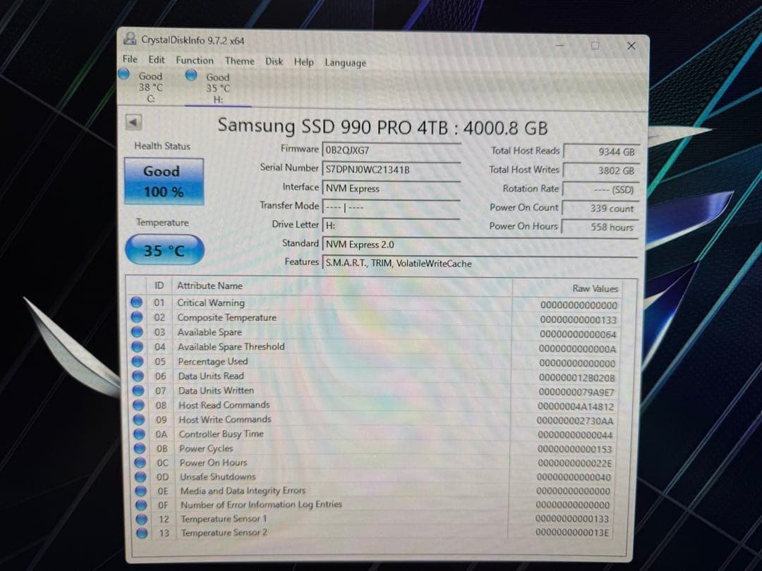 内蔵型SSD Samsung 990 PRO 4TB NVMe SSD