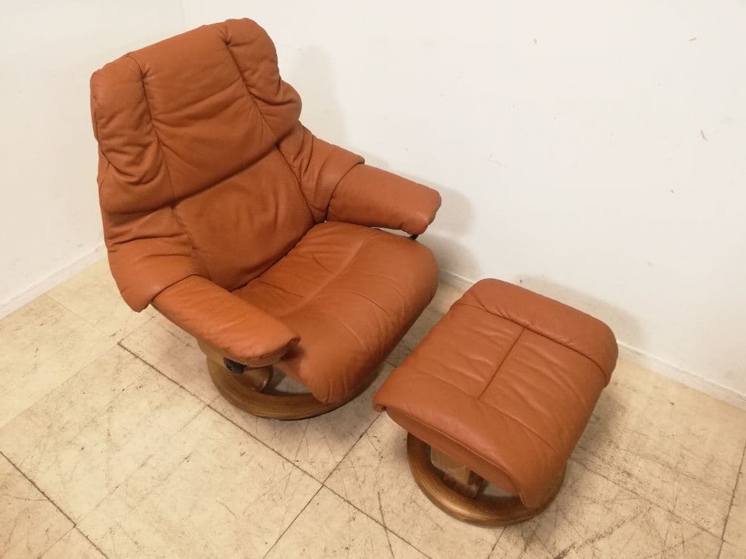美品 EKORNES ストレスレスチェア レノ（M）キャメルレザー オットマン別