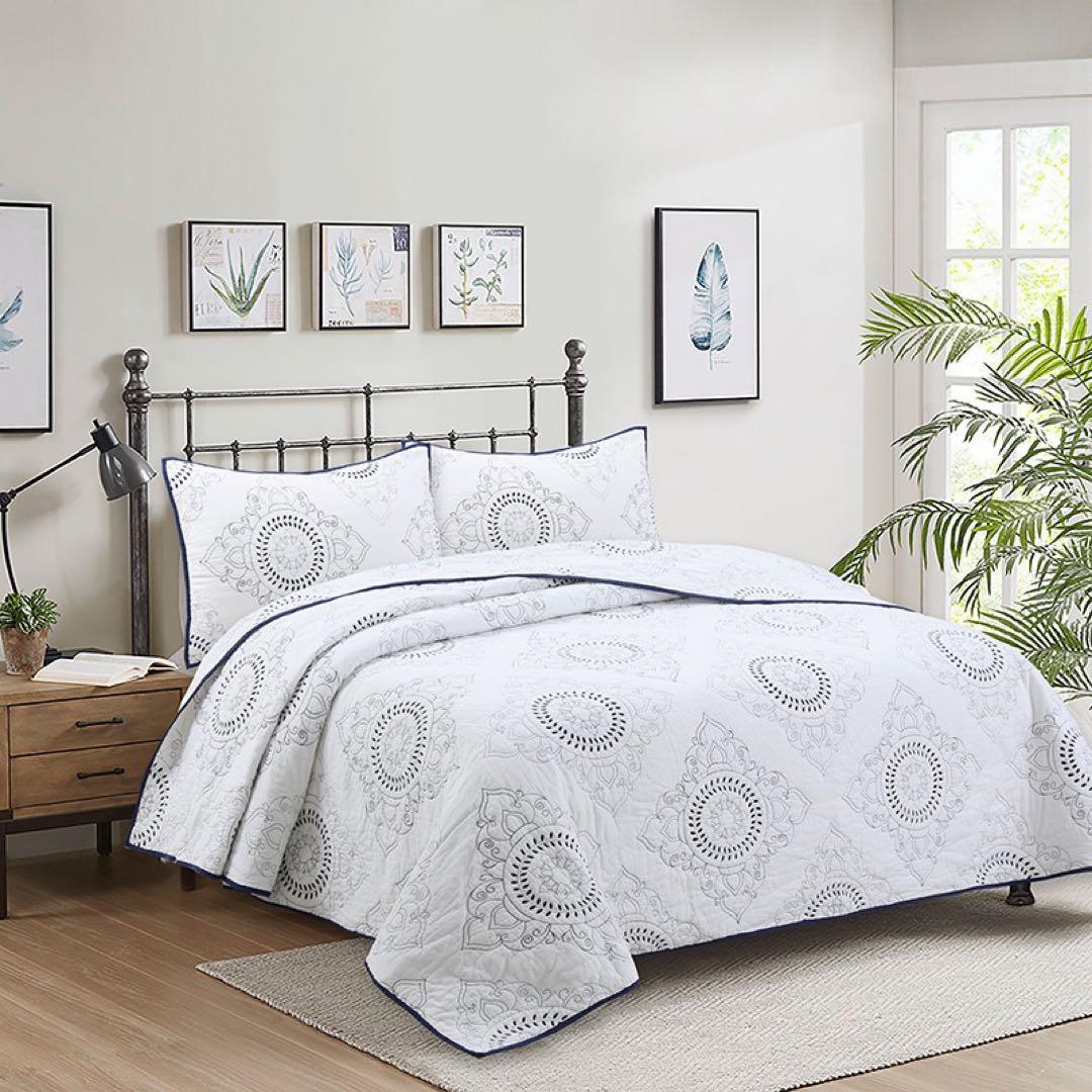 キルトベッドカバー3点セット綿マルチカバー キルティング 202