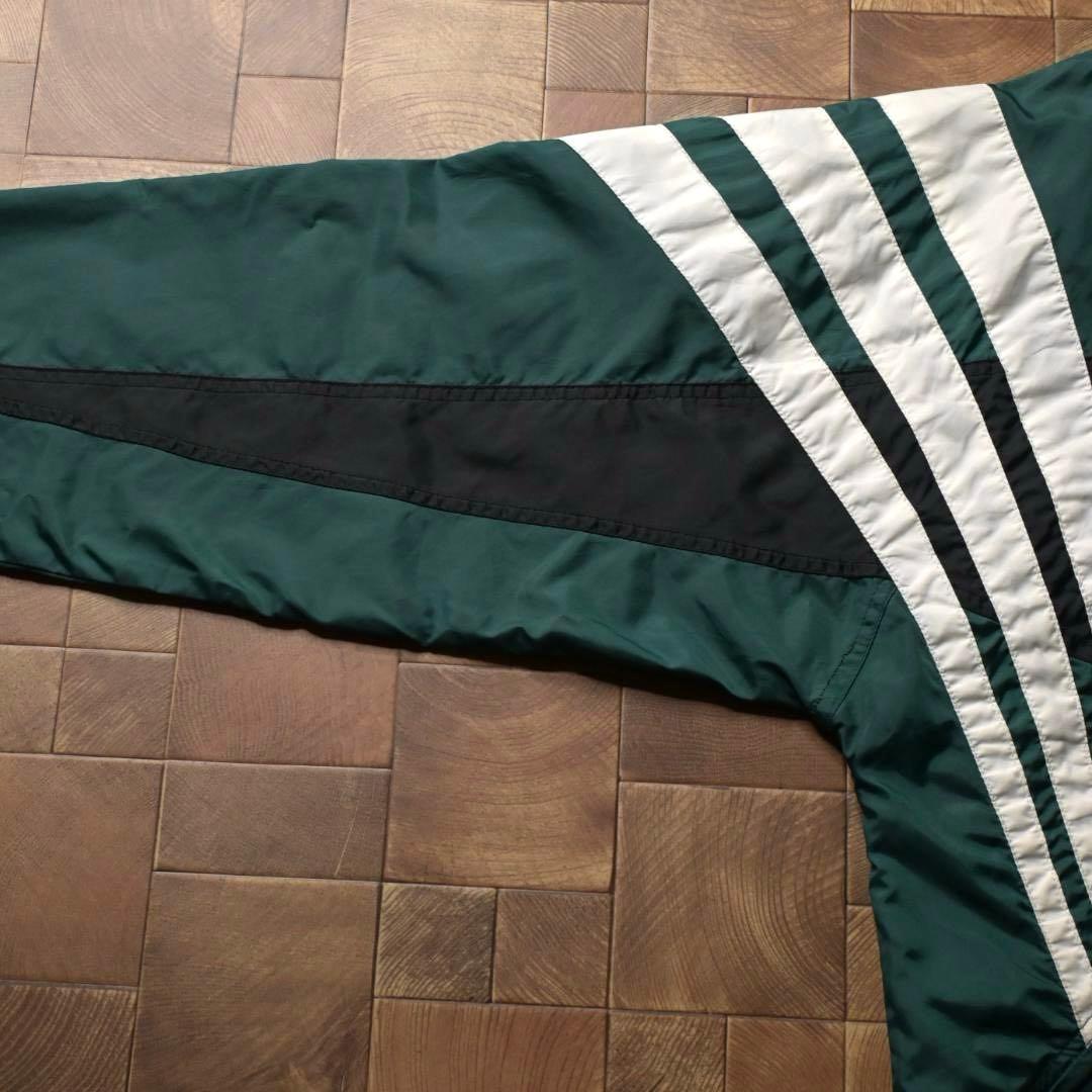 か*ん様 90s 万国旗タグ　アディダス　ナイロンジャケット　グリーン　刺繍ロゴ