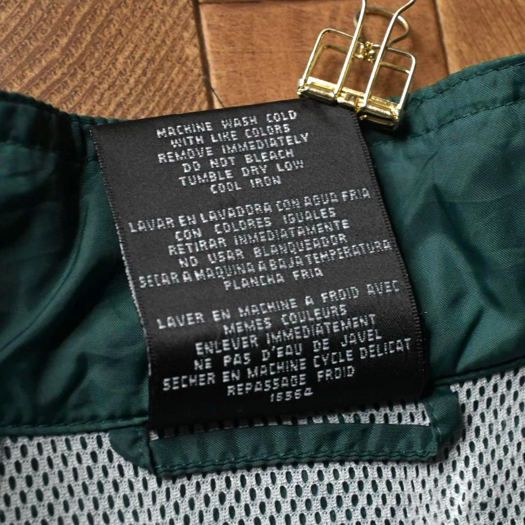 か*ん様 90s 万国旗タグ　アディダス　ナイロンジャケット　グリーン　刺繍ロゴ