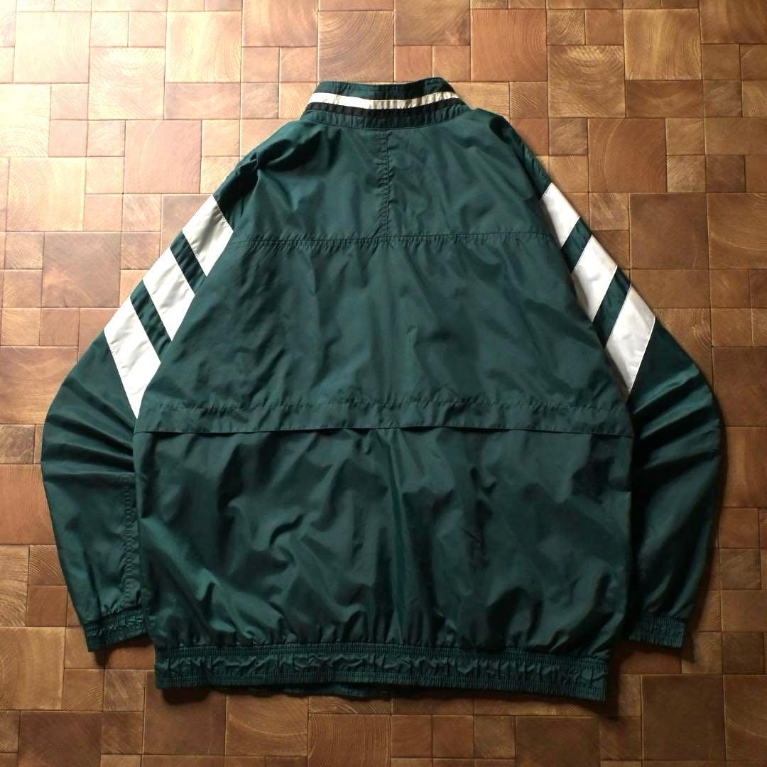 か*ん様 90s 万国旗タグ　アディダス　ナイロンジャケット　グリーン　刺繍ロゴ