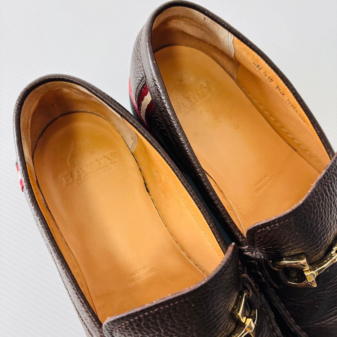 美品 BALLY ローファー ロゴ金具 レザーシューズ シボ革 スイス製