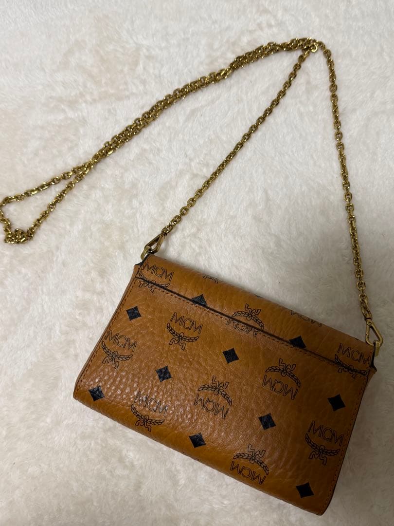 MCMベージュレザー ショルダーバッグ