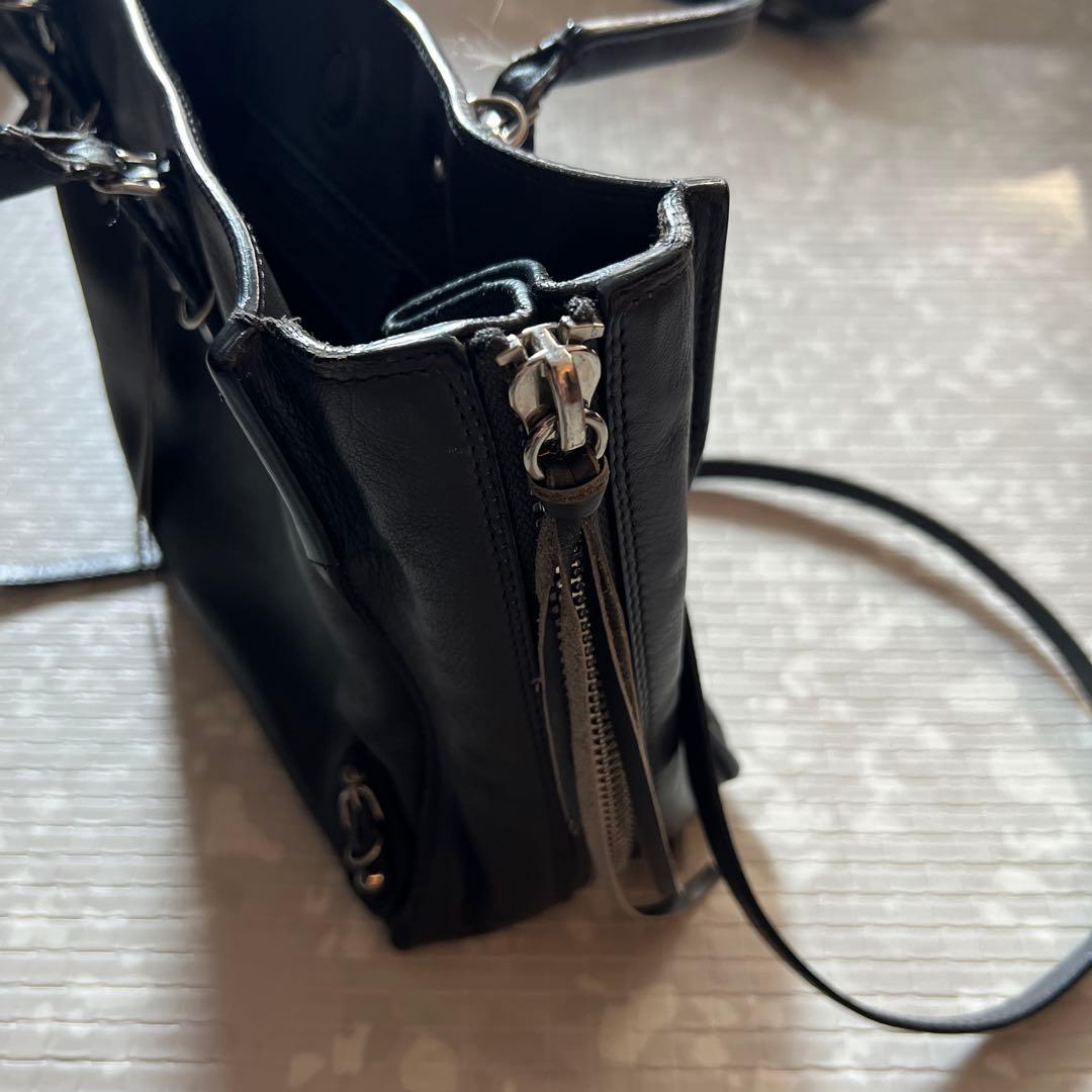 バレンシアガ　ペーパーミニ　2way ショルダーバッグ　レザー　グレー