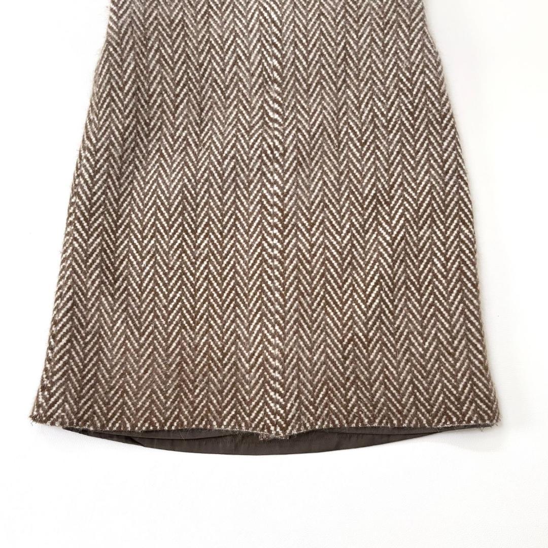 ミナペルホネン abeille ヘリンボーン ワンピース アンゴラ混　ノースリ