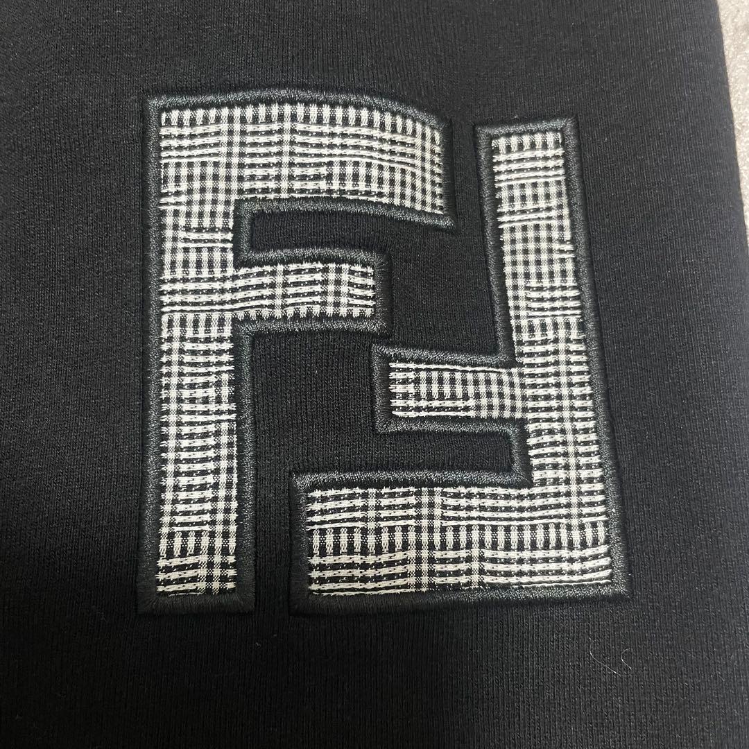 美品 FENDI ギンガムチェック FF ロゴ スウェット トレーナー 黒