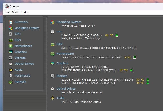 Windows11 PC ASUS K20CD Core i5第7 GT1030