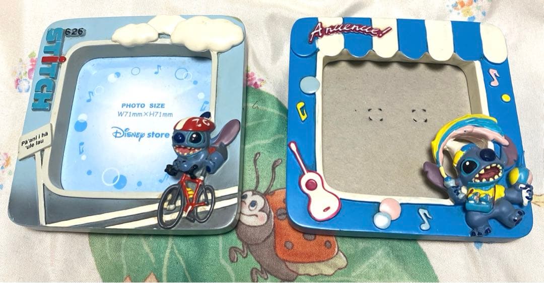 スティッチ アヒル 置物 小物入れ ケース フィギュア ディズニーストア 果物