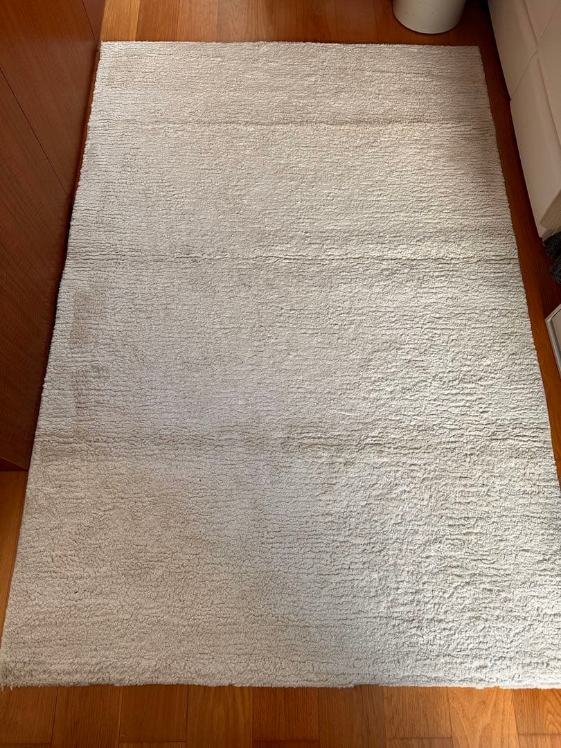 200cm×140cm トルコ製 カーペット ラグ ホワイト アイボリー