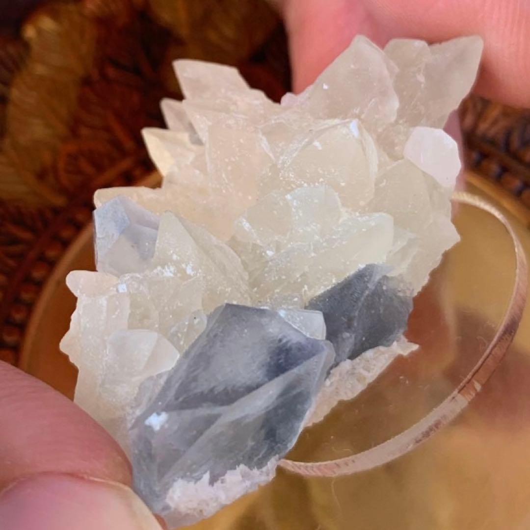 希少！カルサイト共生のセレスティン結晶標本A/2個セット/原石/鉱物/クラスター