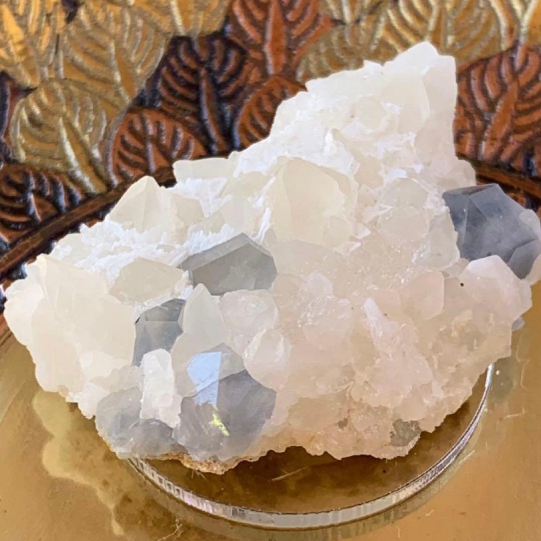 希少！カルサイト共生のセレスティン結晶標本A/2個セット/原石/鉱物/クラスター