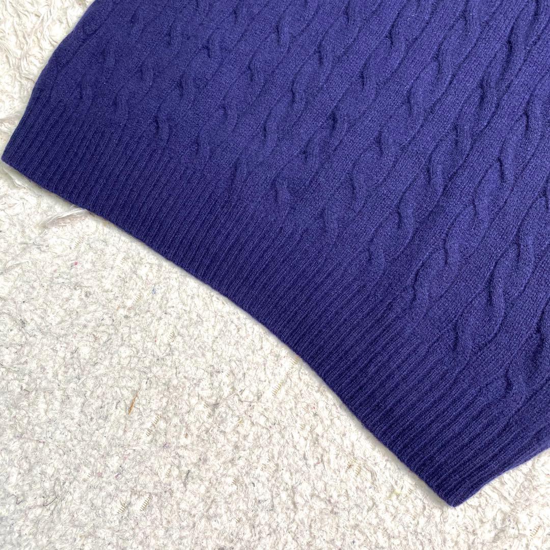 美品✨Ralph Lauren 現行 QR ケーブル ニット カシミヤ XL 紺