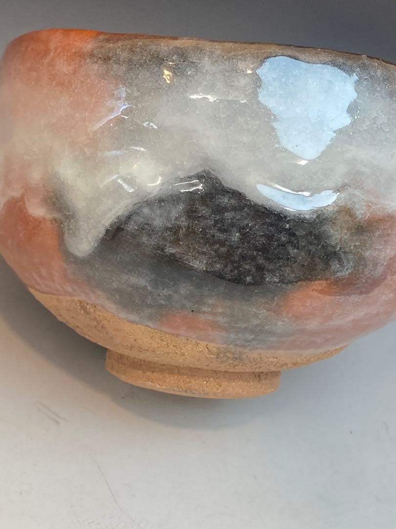 二代 玉藻 氏家常美 作 玉藻焼赤楽茶碗 共箱 茶道具