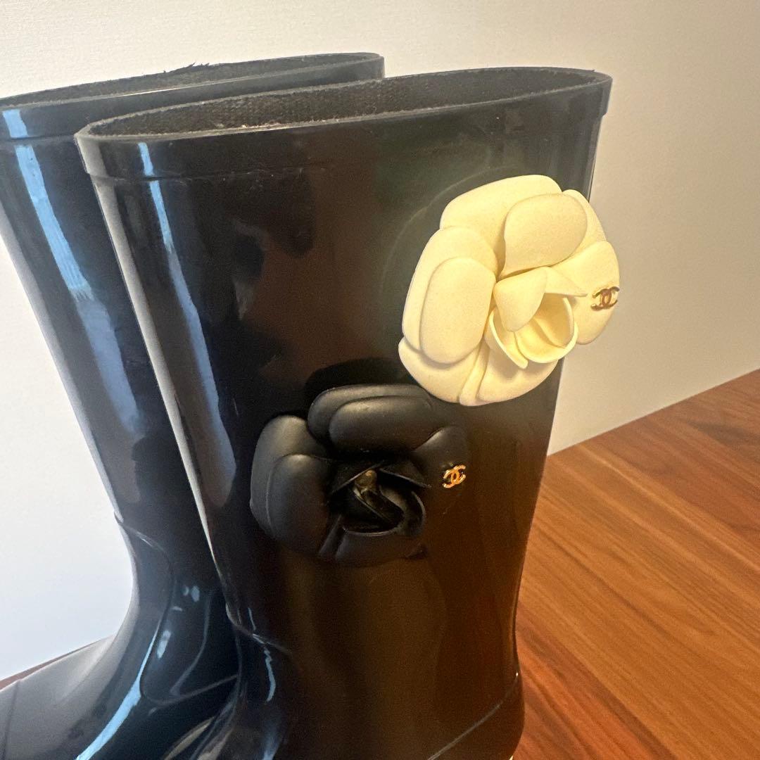 セール！CHANEL シャネル カメリアレインブーツ 長靴 36 レインシューズ