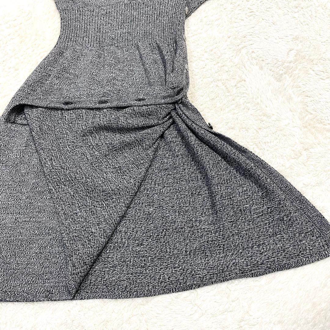 CHANEL シャネル ココボタン ウール ニット ワンピース グレー 36