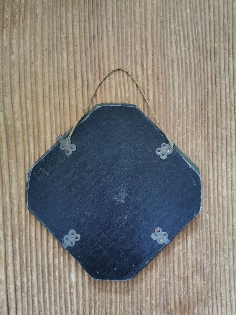 アンティーク 初聖体記念 キリストと少年 美しい八面体壁掛け深緑ガラスパネル