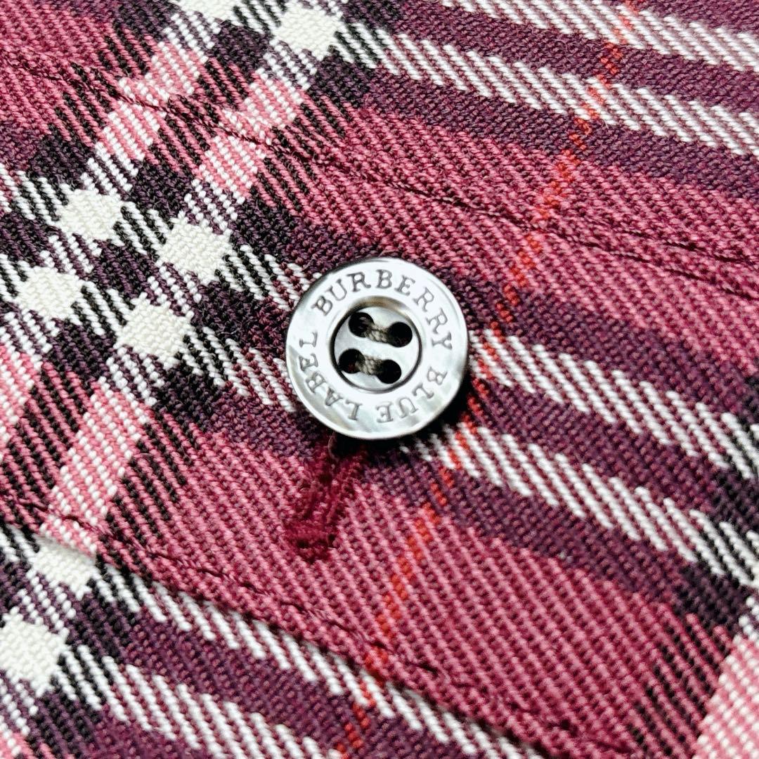 未使用級✨バーバリーブルーレーベル ノバチェックシャツワンピース ホース刺繍 M