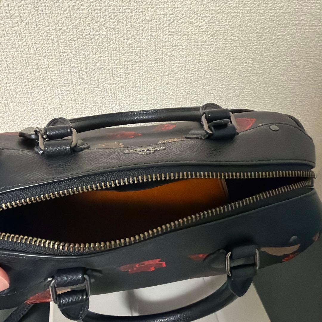 COACH 花柄レザーショルダーバッグ