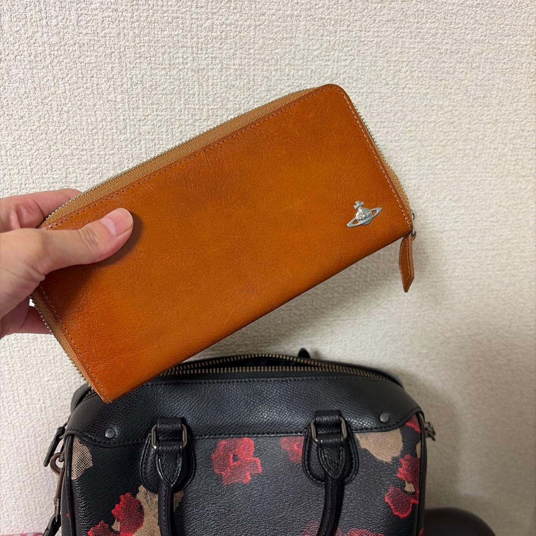 COACH 花柄レザーショルダーバッグ
