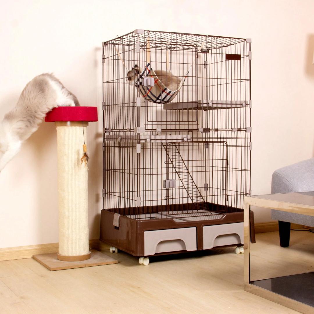 キャットケージ 2段構造 猫トイレ付き