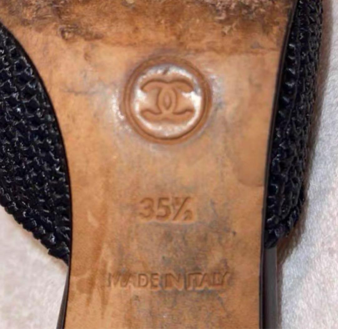 CHANEL シャネルブラックミュール サンダル 35.5