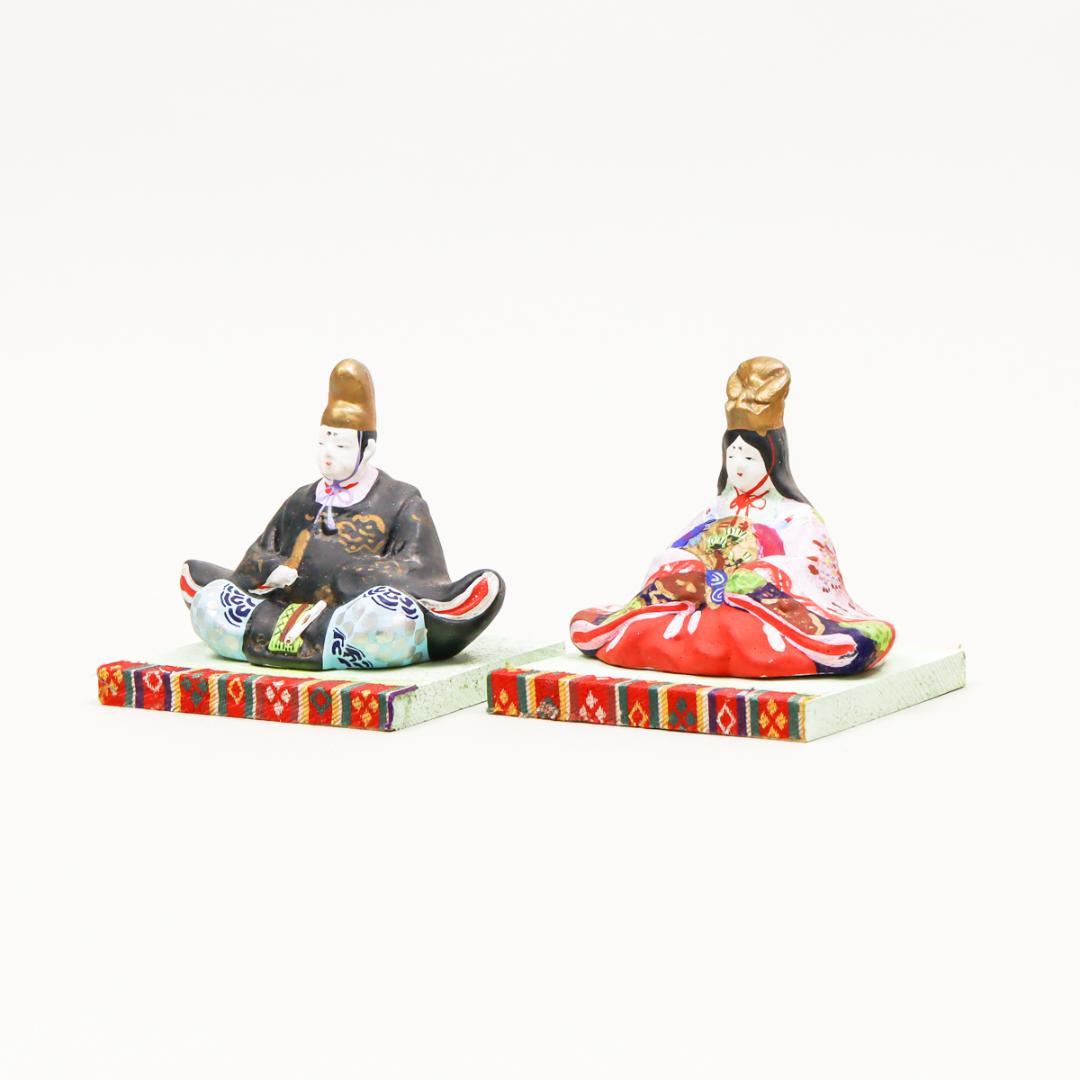 御所雛 陶製 置物 共箱