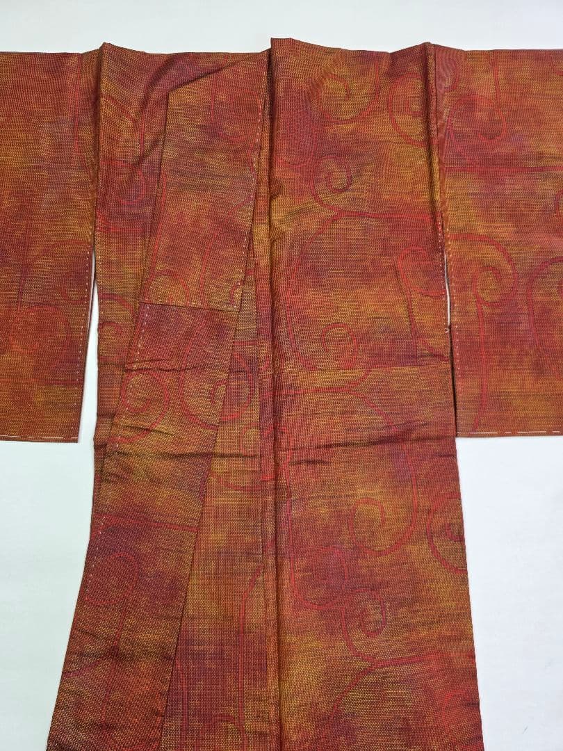 【七代目 都喜ヱ門】【手絣】未使用品 藤絹織物 大島紬 一元式 証紙 躾付き