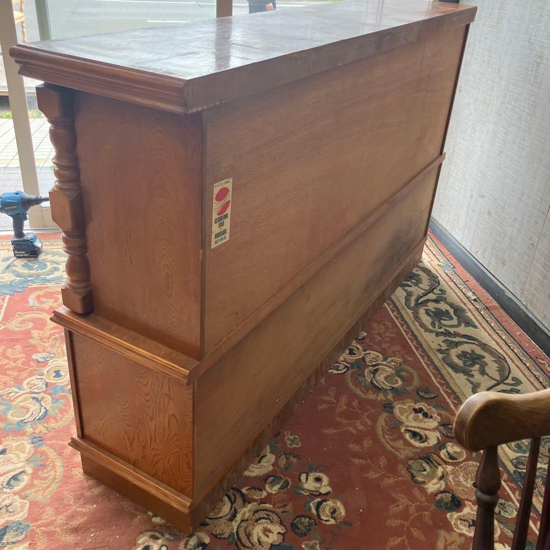 昭和レトロ 旭川家具 さくら工芸 大型 木製サイドボード 飾り棚 古家具 食器棚