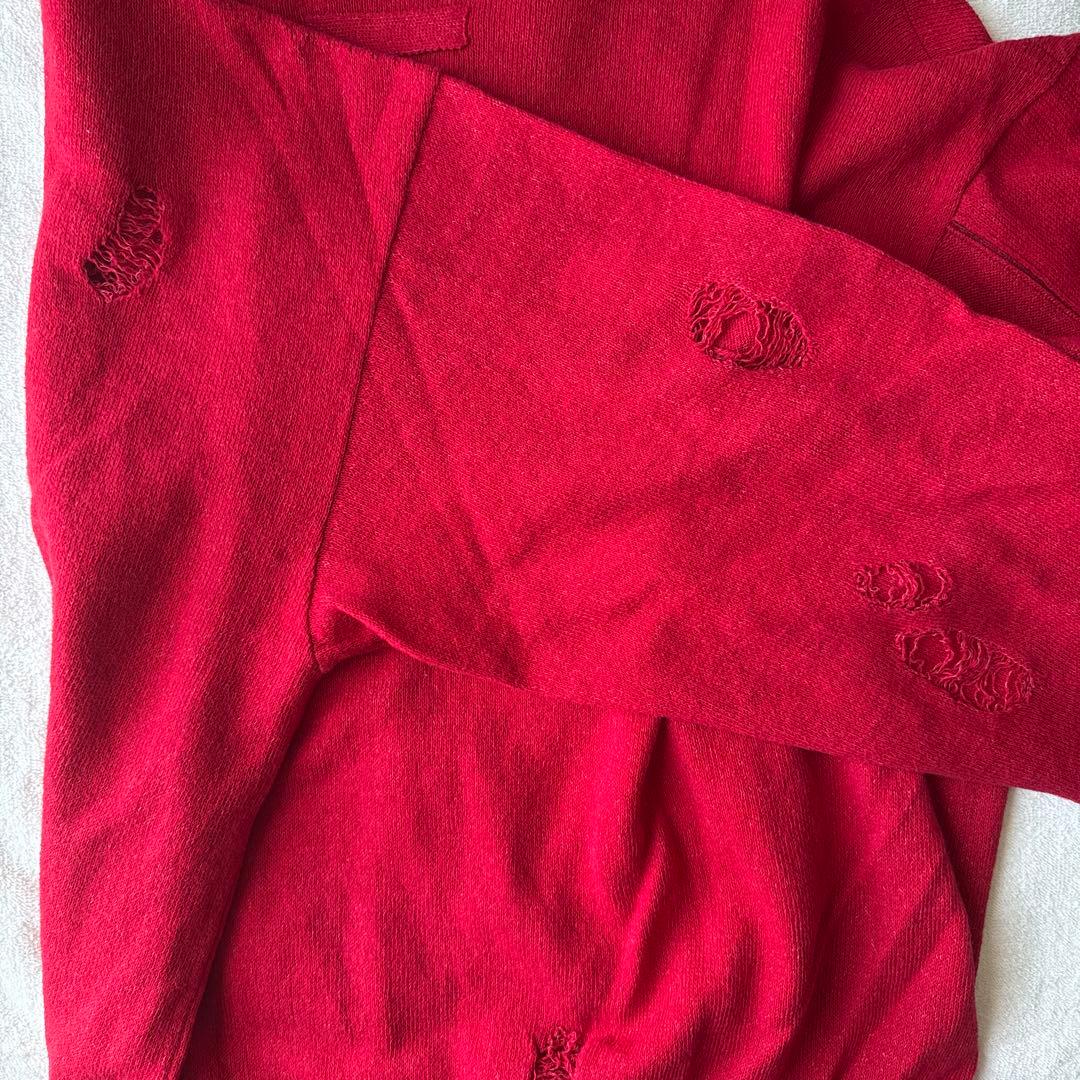 トップス stein 21ss Oversized Damaged Knit LS red