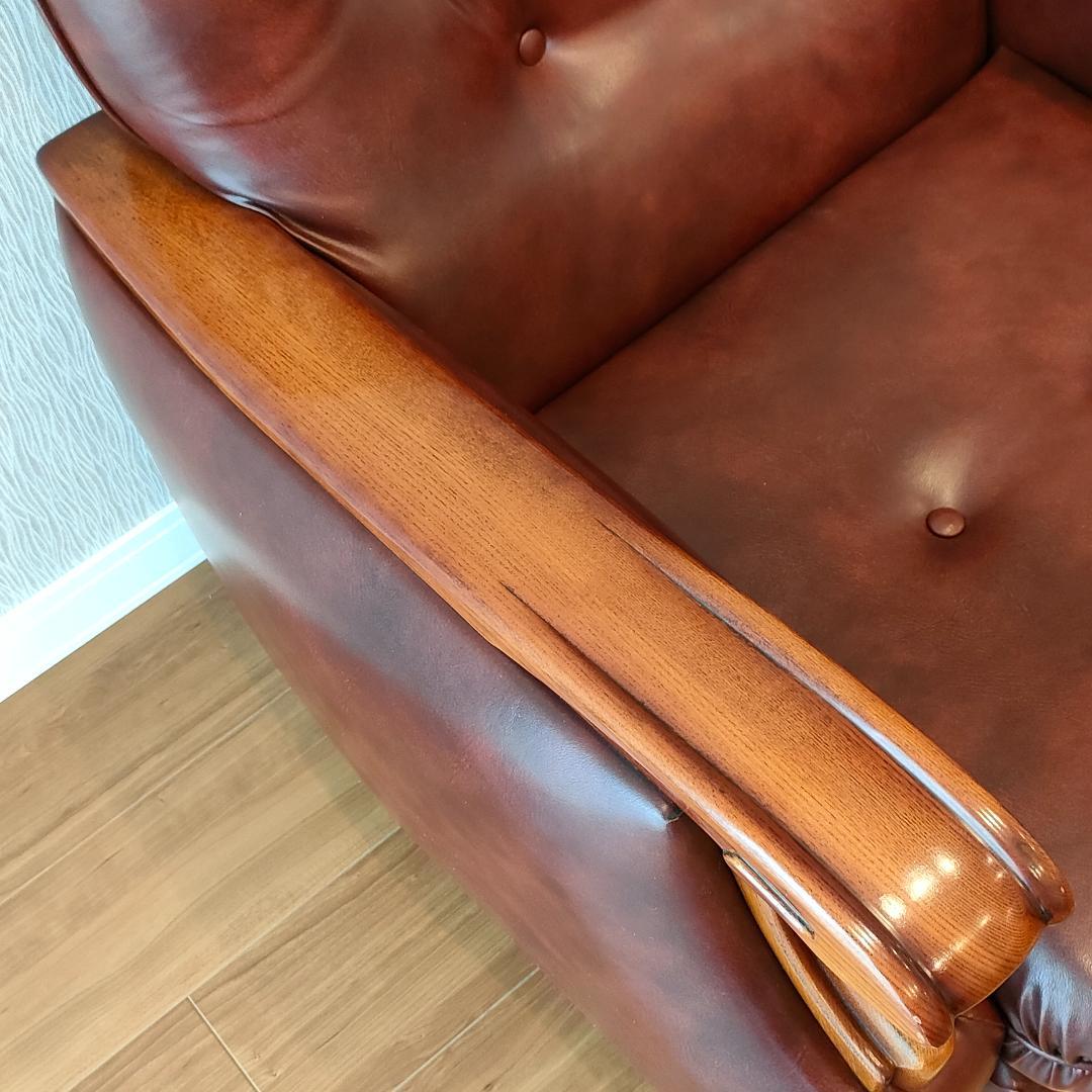 ヴィンテージソファ　1人掛け　ひじ掛け　レザー②