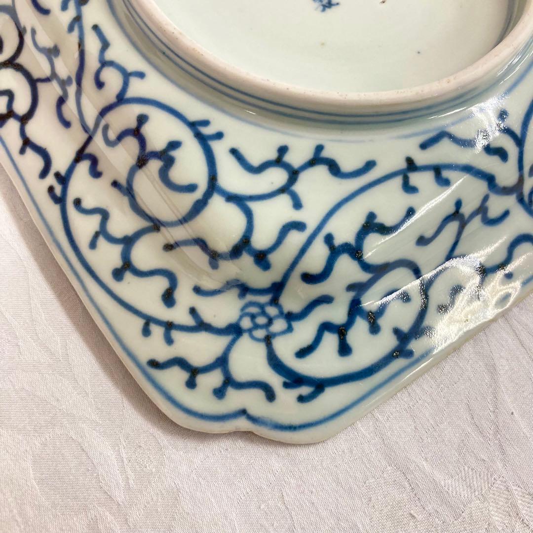 希少 伊万里 染綿角皿 太明成化年製 大皿 骨董品 時代物